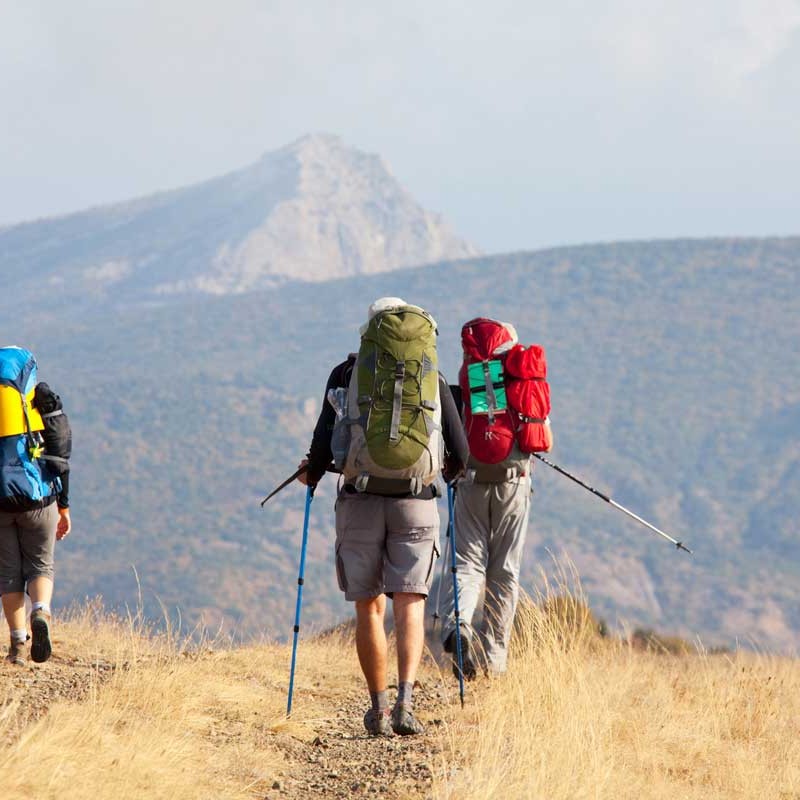 Hikers heading out on a trail
